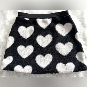 Heart Pattern Fuzzy Valentines Day Skirt